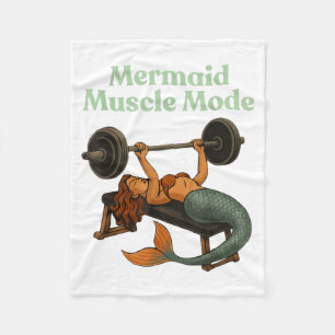 Mermaid Muscle Mode Shirt - Gym Workout Fitness Fleece Blanket