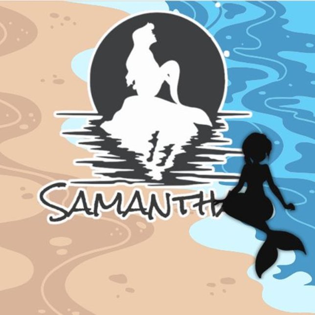 Mermaid Name Black silhouette Sticker (Celebrate your child's special day with a magical mermaid under-the-sea birthday sticker)