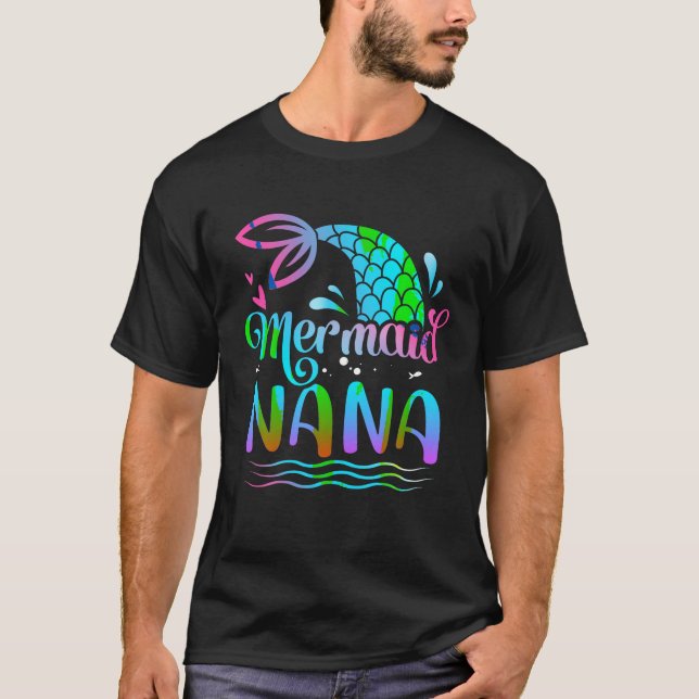 Mermaid Nana Cute Mermaid Birthday Family Matching T-Shirt (Front)