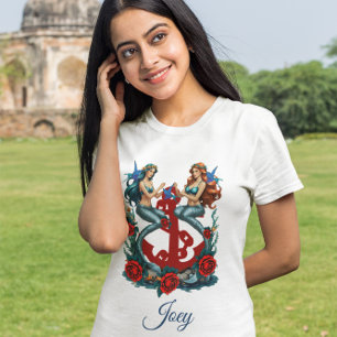 Mermaid Nautical Anchor Crest T-Shirt