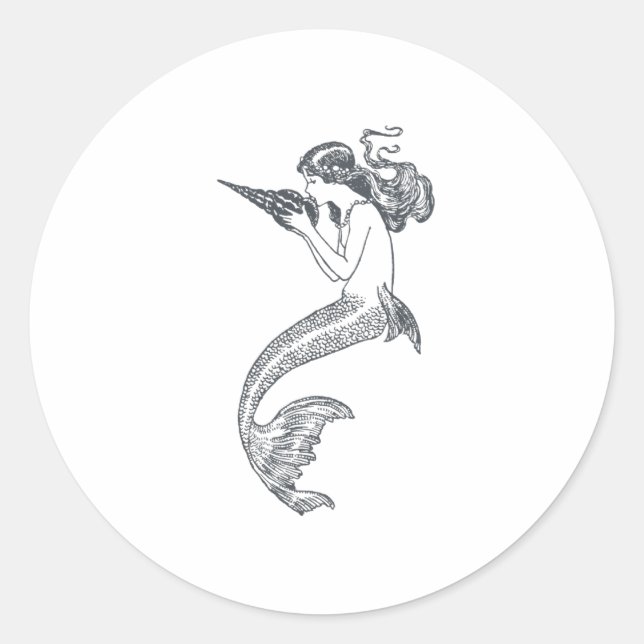 Mermaid Nautical Design Classic Round Sticker (Front)