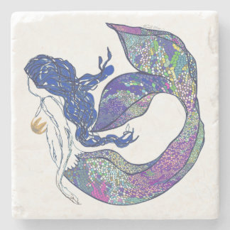 Mermaid - Navy Blue Stone Coaster