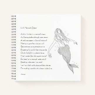 Mermaid Notebook With Poem "In A Mermaid's Dream"