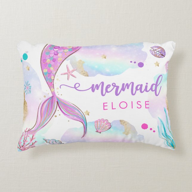 Mermaid Nursery Baby Shower Gift Personalised  Decorative Cushion (Front)