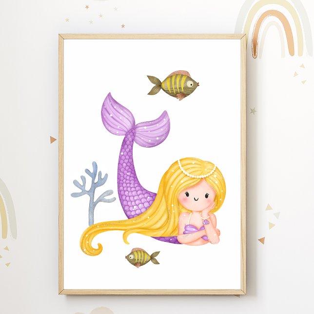 Mermaid Nursery Poster Ocean Kids Room Decor (Creator Uploaded)