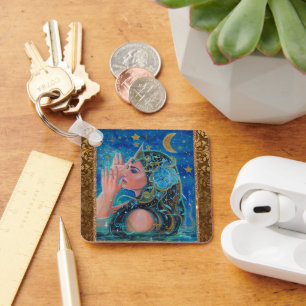Mermaid ocean art by Renee Lavoie  Key Ring