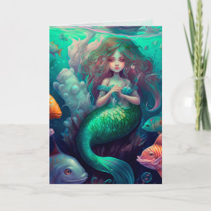Mermaid, Ocean, Fish, Graphic Arts Card