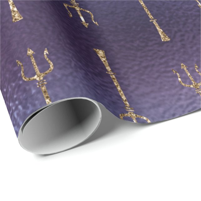 Mermaid Ocean Glitter Blue Navy Gold Neptun Wrapping Paper (Roll Corner)