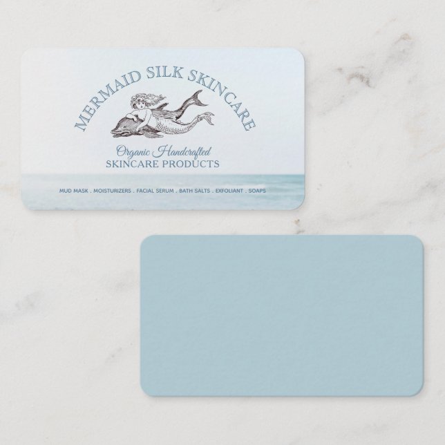 Mermaid Ocean Logo Handcrafted Organic Skincare Business Card (Front/Back)