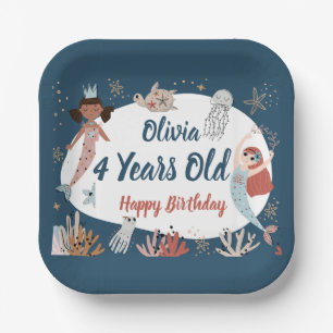 Mermaid Ocean Sea Beach Party Octopus Birthday Kid Paper Plate