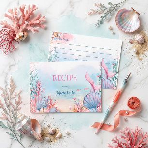 Mermaid Ocean Watercolor Dreamy Pink Bridal Shower Enclosure Card