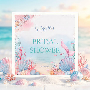 Mermaid Ocean Watercolor Dreamy Pink Bridal Shower Napkin