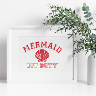 Mermaid Off Duty Distressed Vintage Poster