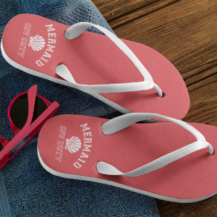 Mermaid Off Duty Distressed Vintage Red Jandals