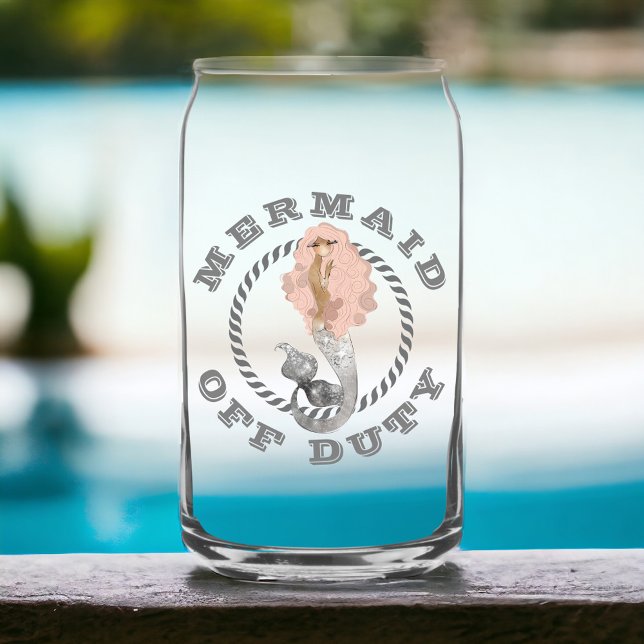 Mermaid Off Duty Girly Nautical Can Glass (Creator Uploaded)