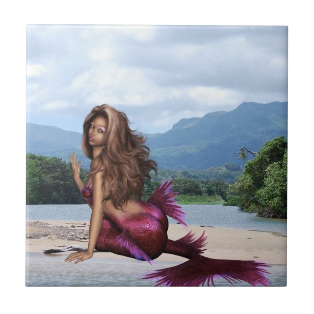 Mermaid on a Sandbar Tile (Front)