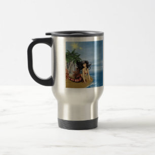 Mermaid on Beach Travel Mug