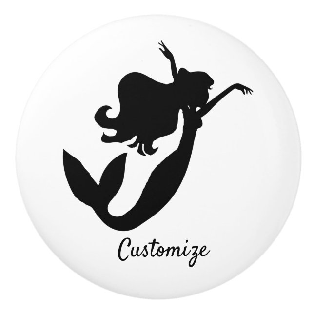 Mermaid on board black/white Thunder_Cove Ceramic Knob (Front)