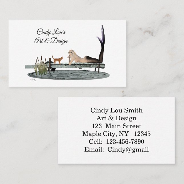 Mermaid On Boat Dock Business Card (Front/Back)