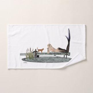 Mermaid On Boat Dock Hand Towel