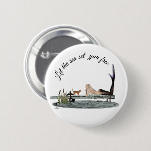 Mermaid On Boat Dock Pin Button