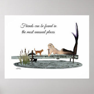 Mermaid On Boat Dock Poster