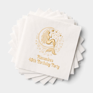 Mermaid on Crescent Moon Birthday Any Age Foil Napkins