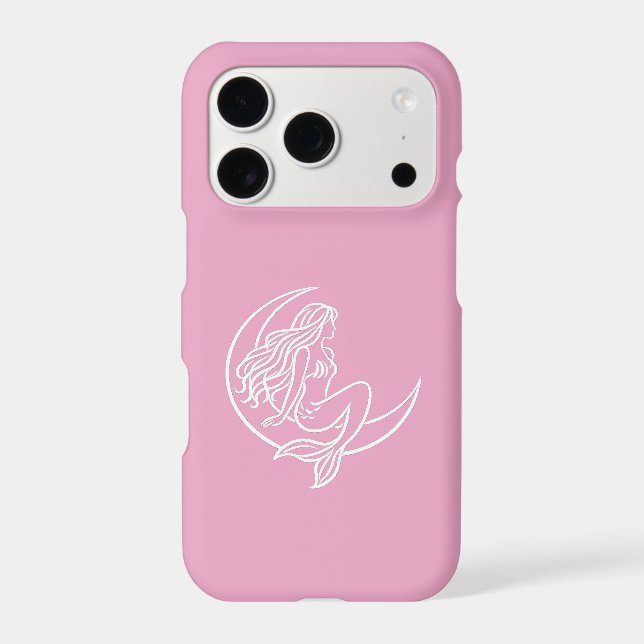 Mermaid on Crescent Moon (White Line Art) (Back)