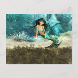 Mermaid on Ocean Floor Postcard