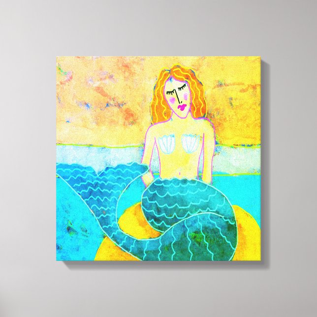 Mermaid on Rock Abstract Digital Print (Front)