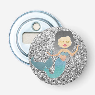 Mermaid on Silver Glitter Bottle Opener