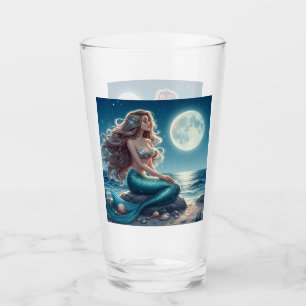Mermaid on the beach at night glass