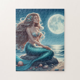 Mermaid on the beach at night jigsaw puzzle