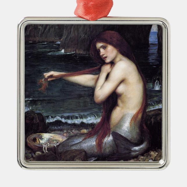 Mermaid on the Beach Metal Tree Decoration (Front)