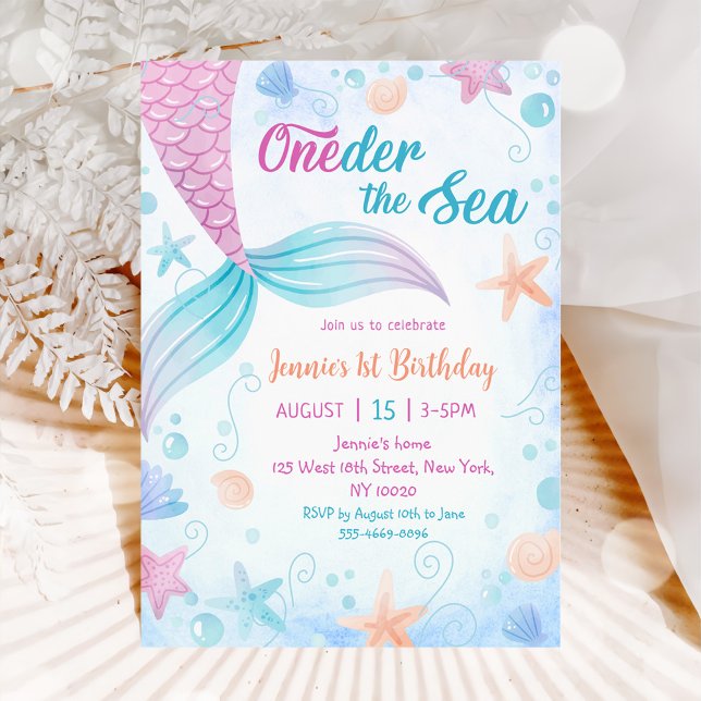 Mermaid Oneder The Sea 1st Birthday Party Invitation (Creator Uploaded)