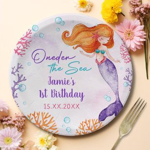 Mermaid Oneder The Sea Girl 1st Birthday Party Paper Plate