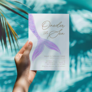Mermaid Oneder the Sea Girls Purple Birthday Invitation