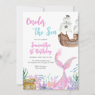 Mermaid Oneder the Sea Splish Splash Birthday Invitation
