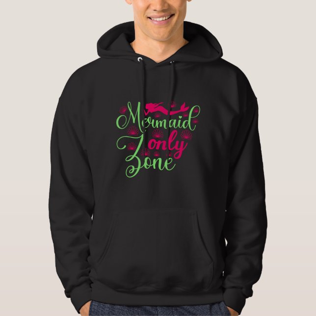 Mermaid Only Zone in Hot Pink and Neon Green Hoodie (Front)