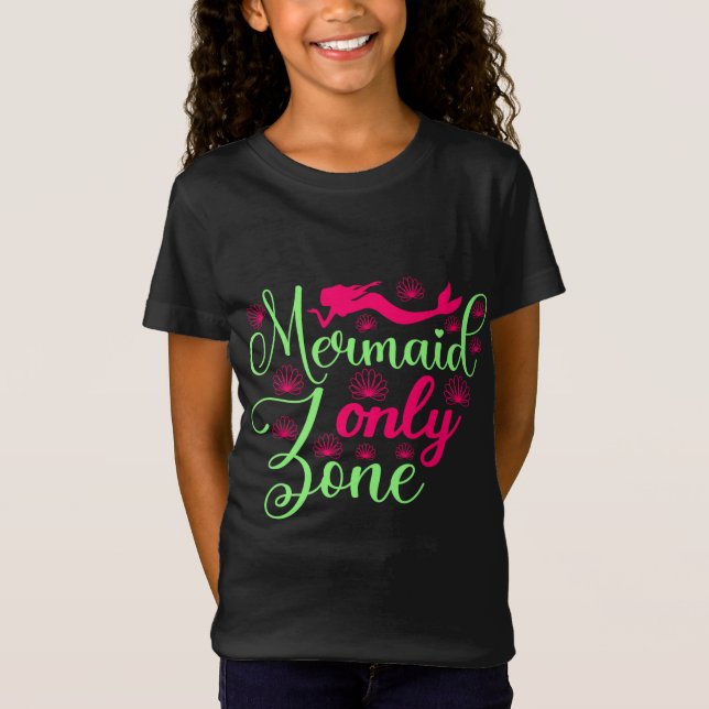Mermaid Only Zone in Hot Pink and Neon Green T-Shirt (Front)