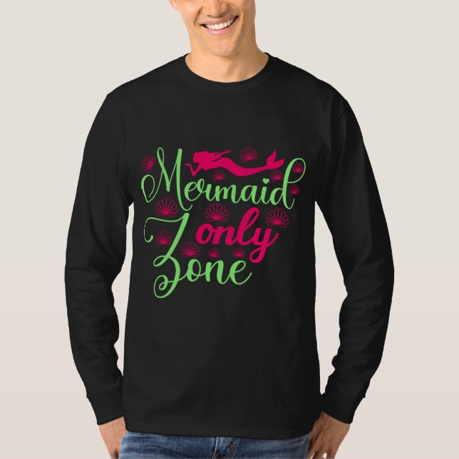 Mermaid Only Zone in Hot Pink and Neon Green T-Shirt (Front)