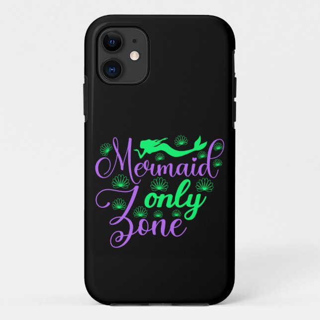 Mermaid Only Zone in Neon Green and Purple Case-Mate iPhone Case (Back)