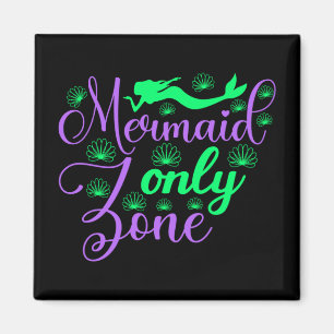 Mermaid Only Zone in Neon Green and Purple Magnet