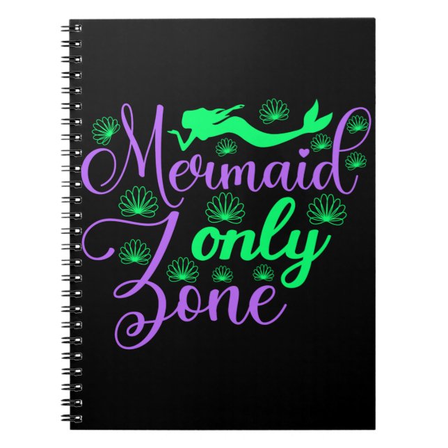 Mermaid Only Zone in Neon Green and Purple Notebook (Front)