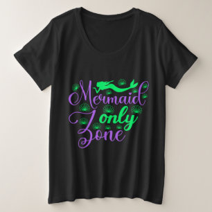 Mermaid Only Zone in Neon Green and Purple Plus Size T-Shirt