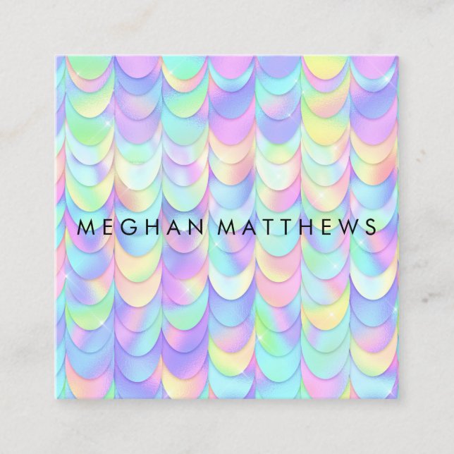 Mermaid or Dragon Scales Beauty Makeup Artist Square Business Card (Front)