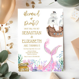 Mermaid or Pirate Birthday Invitation