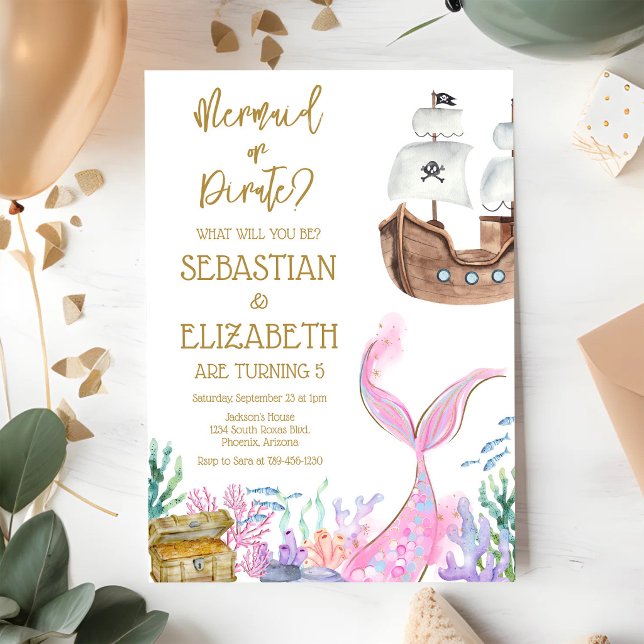 Mermaid or Pirate Birthday Invitation (Creator Uploaded)
