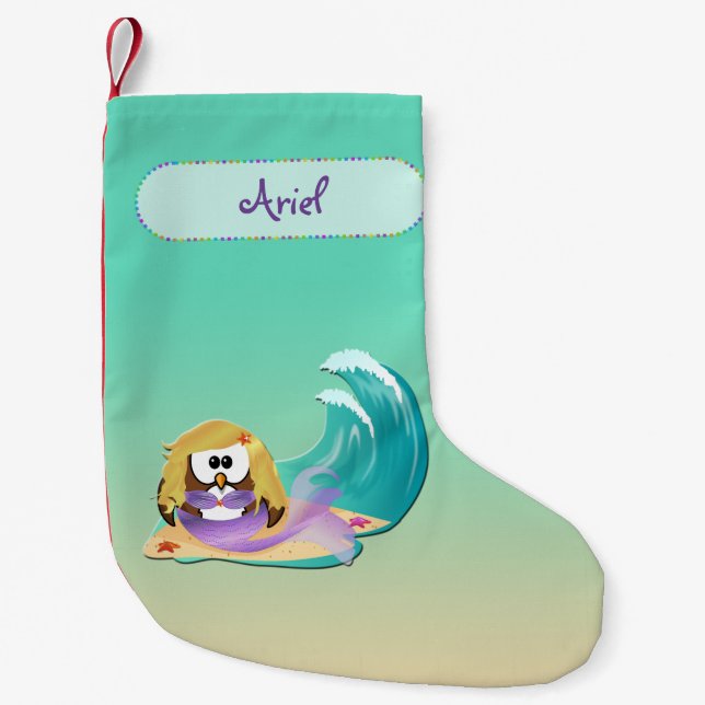 mermaid owl Christmas stocking (Front)