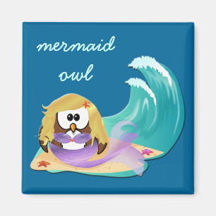 mermaid owl magnet